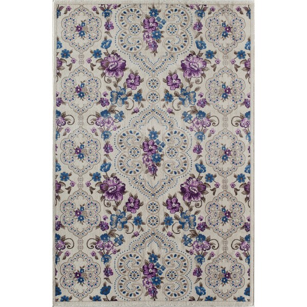 Whimsical Lavender Floral Rug (8 x 11)