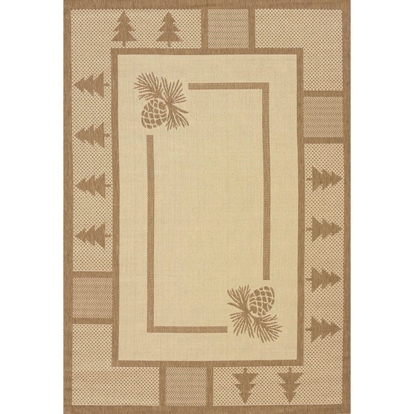 Terrace Lodge-look Hester Pine Indoor/ Outdoor Area Rug (5'3 x 7'6) - 5'3" x 7'6"