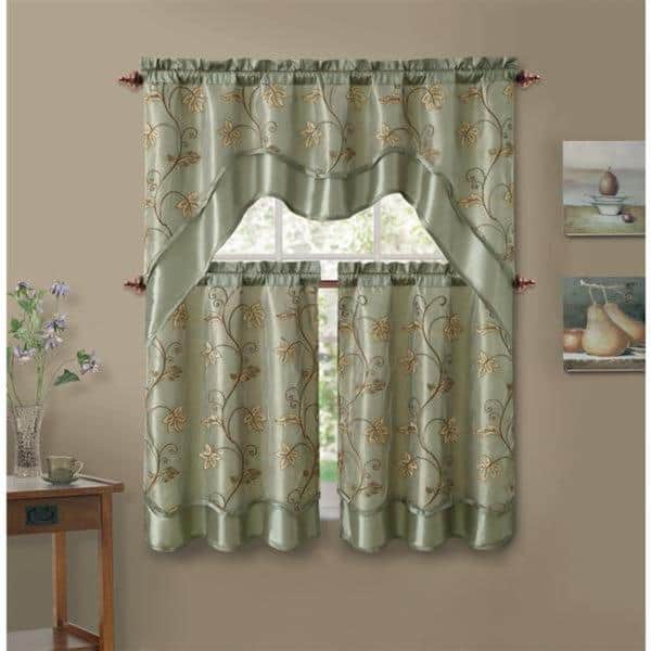 Shop Vcny Audrey 3 Piece Kitchen Tier Curtain Set Free Shipping