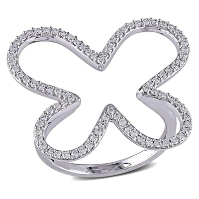 Miadora Signature Collection 14k White Gold 2/5ct TDW Diamond Butterfly Ring