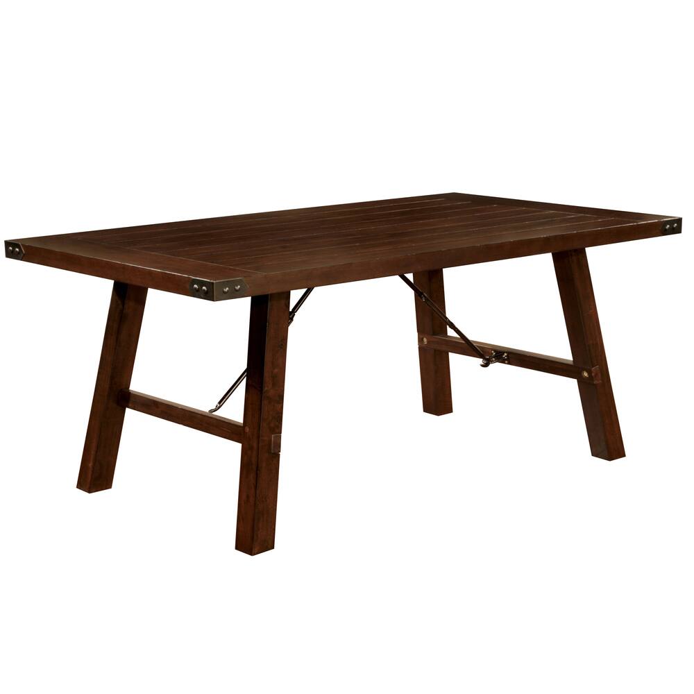Furniture of America Tito Rustic Oak 66-inch Solid Wood Dining Table - Dark Oak