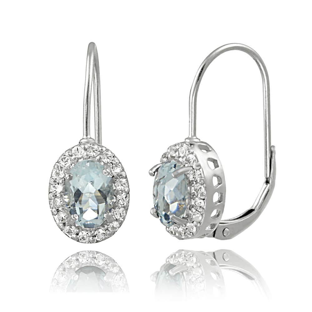 14K Yellow Gold 1.6Ct Created Diamond /& Topaz Teardrop Dangle Leverback Earrings