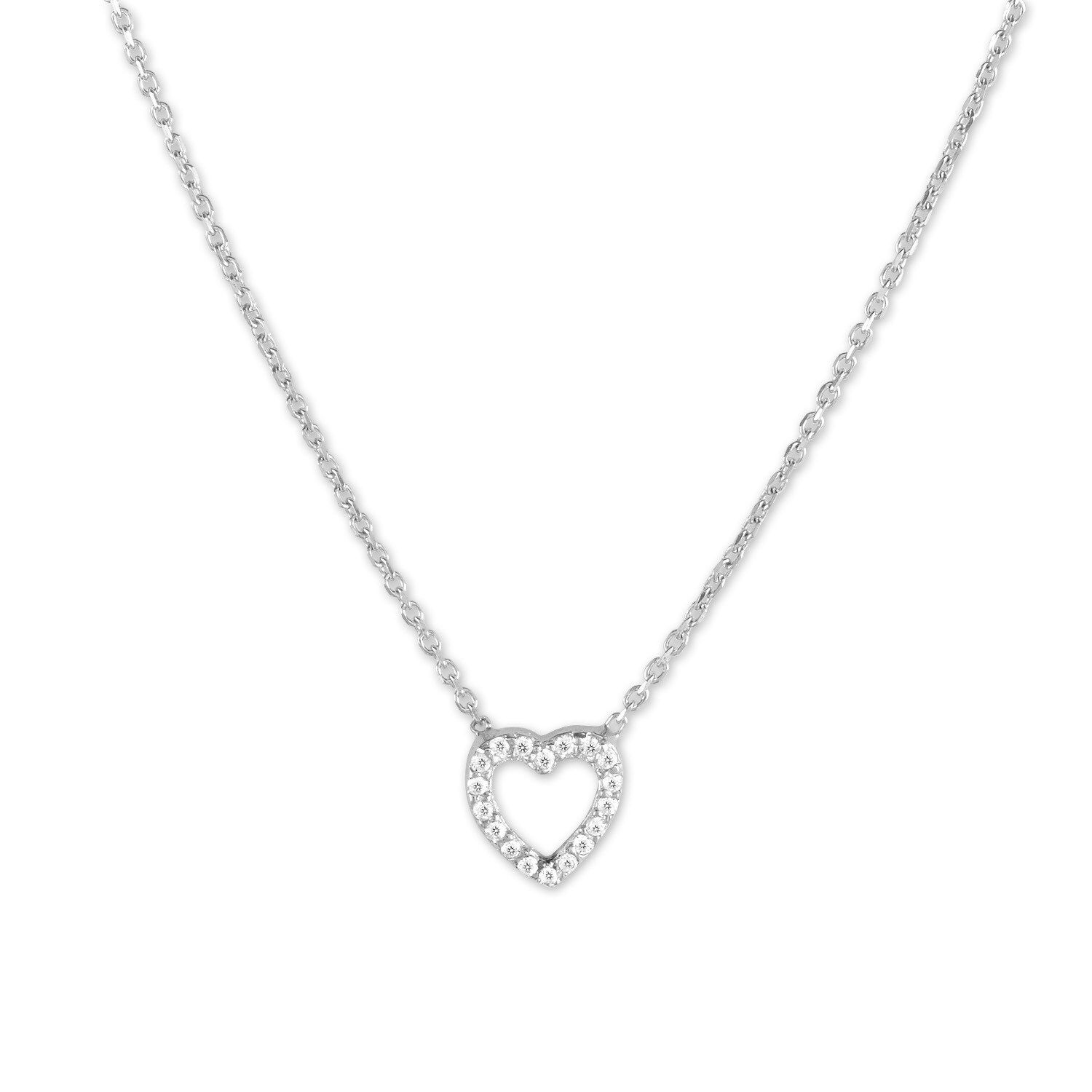 Sterling Silver & Diamanté Cubic Zirconia open Heart Pendant Jewellery Sterling Silver & Diamanté Cubic Zirconia open Heart Pendant Jewellery