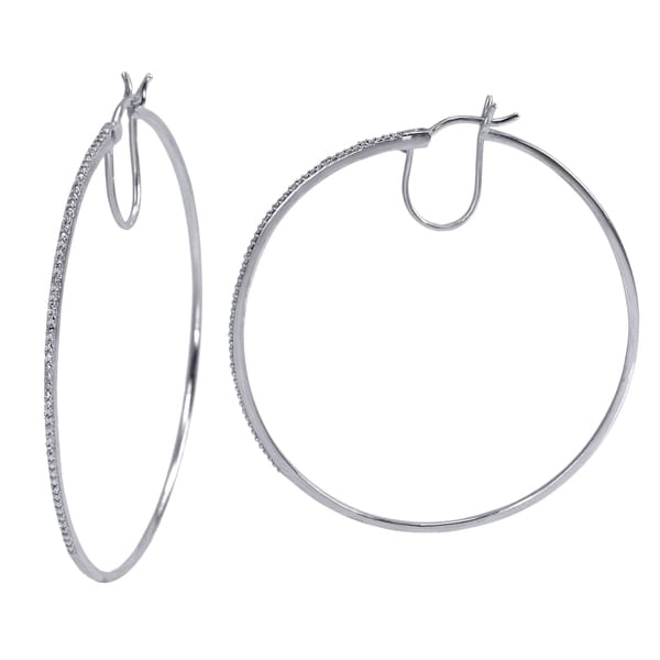 Divina Sterling Silver 1 10 Ct Diamond Encrusted Hoop Earrings Divina Sterling Silver 1 10 Ct Diamond Encrusted Hoop Earrings