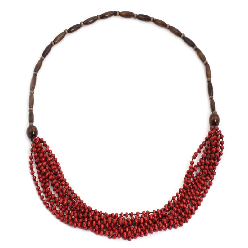 Handmade Littleleaf Boxwood 'Red Muse' Necklace (Thailand)