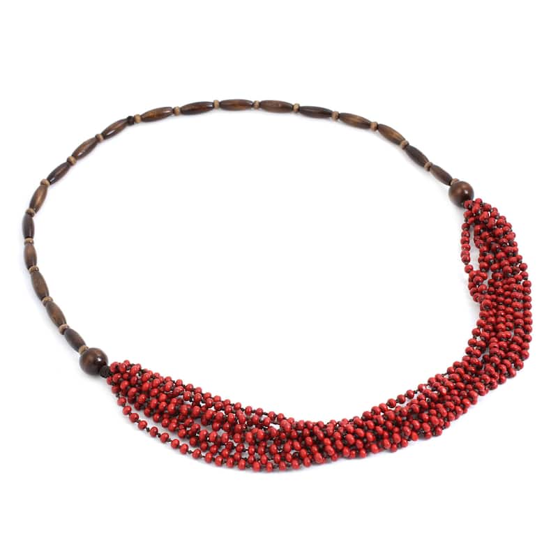 Handmade Littleleaf Boxwood 'Red Muse' Necklace (Thailand)