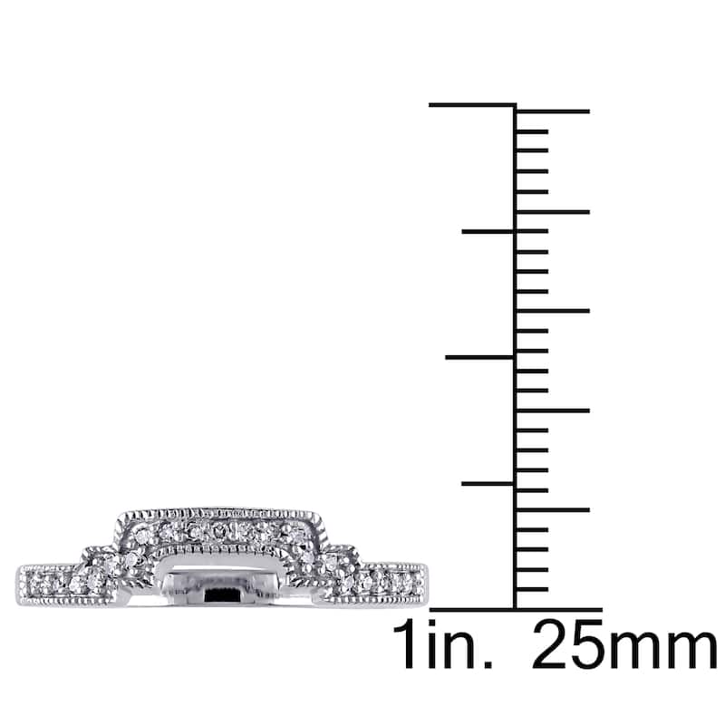 Miadora 10k White Gold 1/10ct TDW Diamond Contour Stackable Wedding Band Ring
