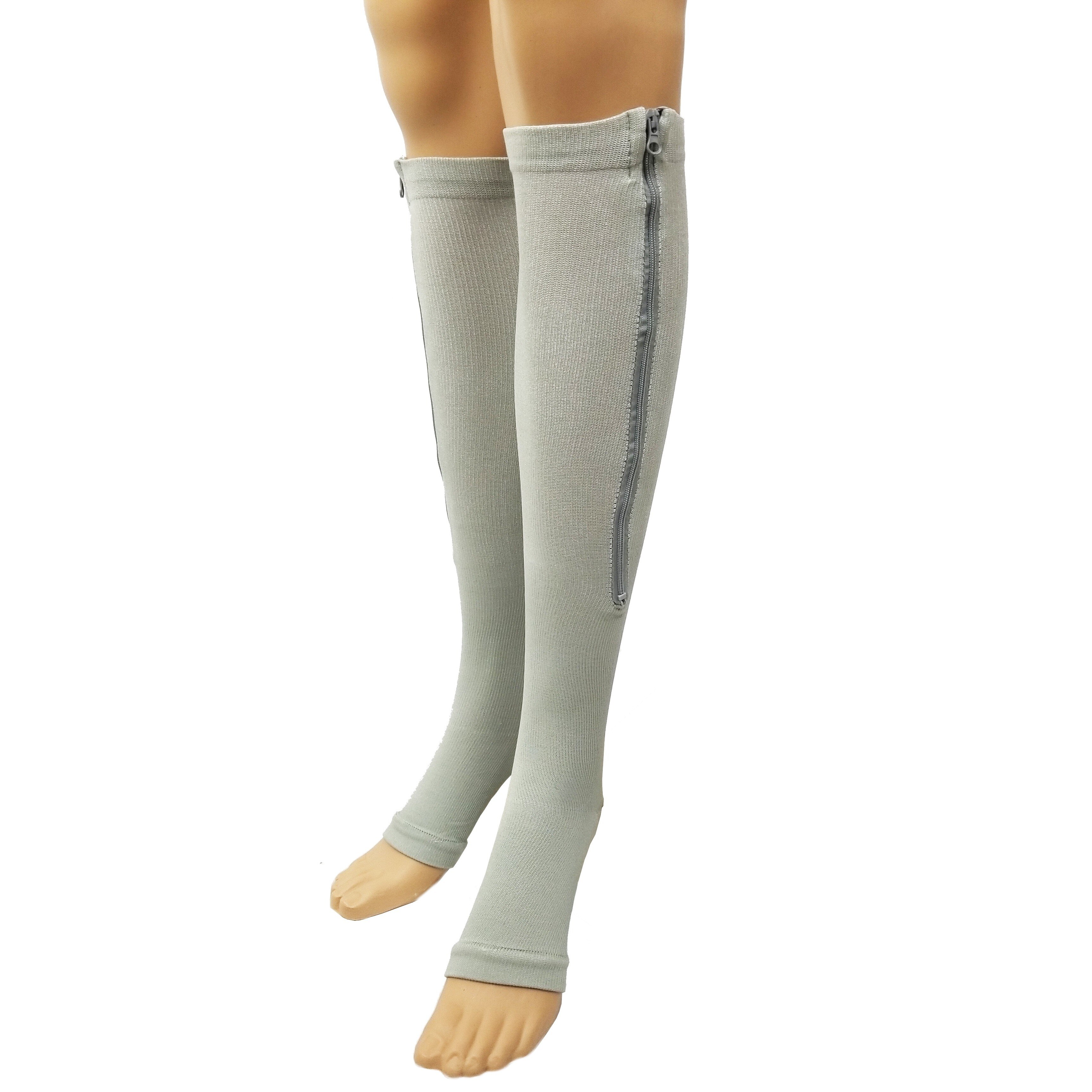 thigh high compression socks with zipper