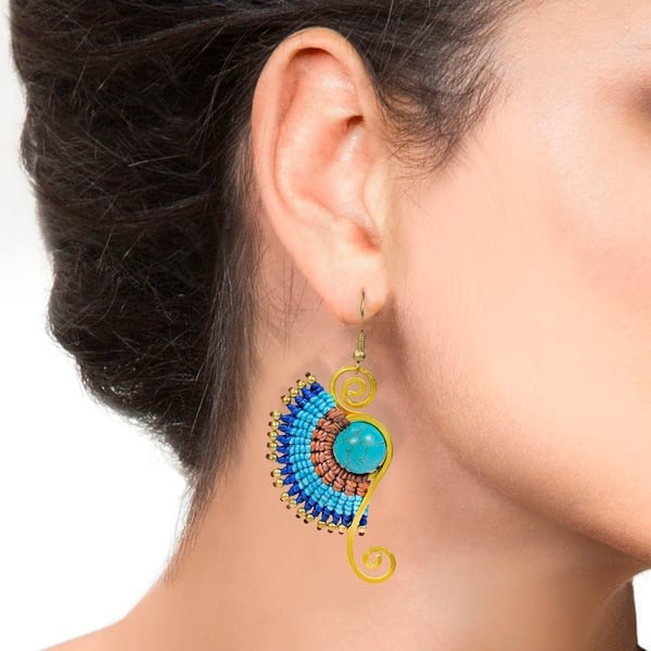 Turquoise earrings Macrame earrings dangle