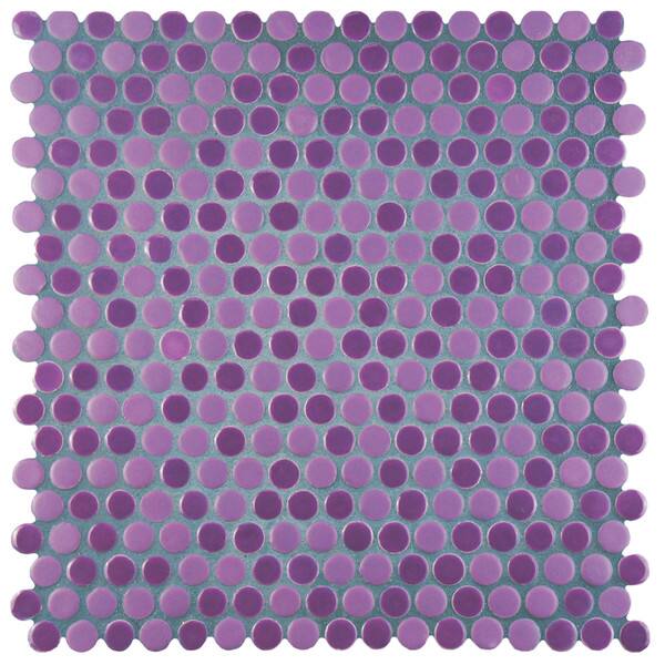 Somertile 11 25x11 75 Inch Asteroid Penny Round Purple Porcelain Mosaic Floor And Wall Tile 10 Tiles 9 4 Sqft Overstock 9930140