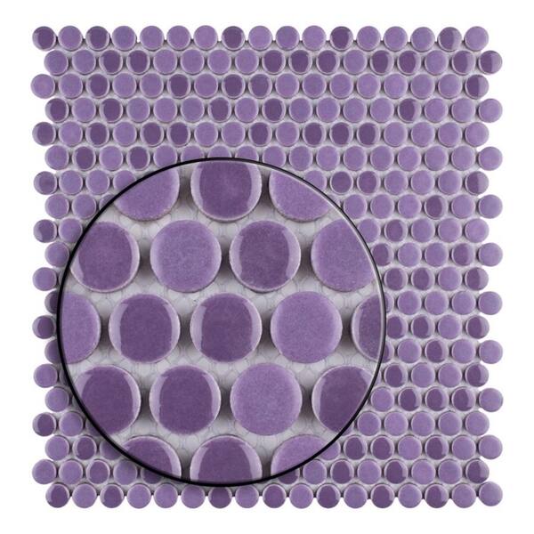 Somertile 11 25x11 75 Inch Asteroid Penny Round Purple Porcelain Mosaic Floor And Wall Tile 10 Tiles 9 4 Sqft Overstock 9930140