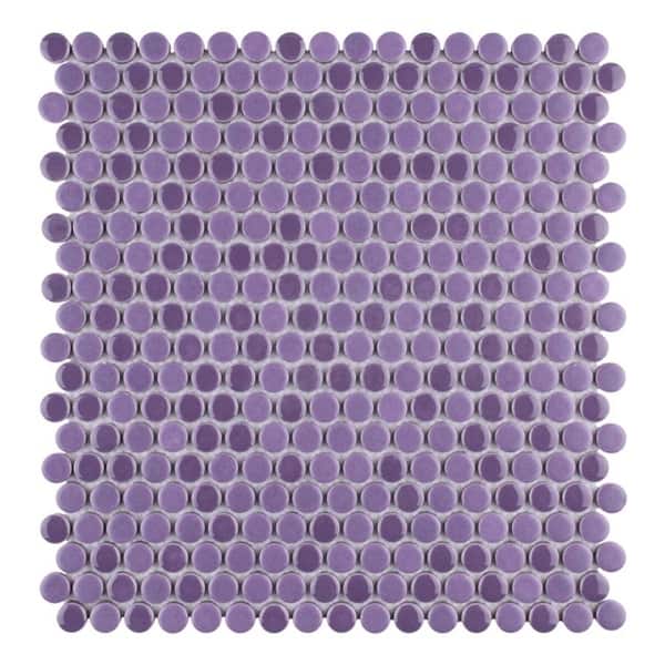 Somertile 11 25x11 75 Inch Asteroid Penny Round Purple Porcelain Mosaic Floor And Wall Tile 10 Tiles 9 4 Sqft Overstock 9930140