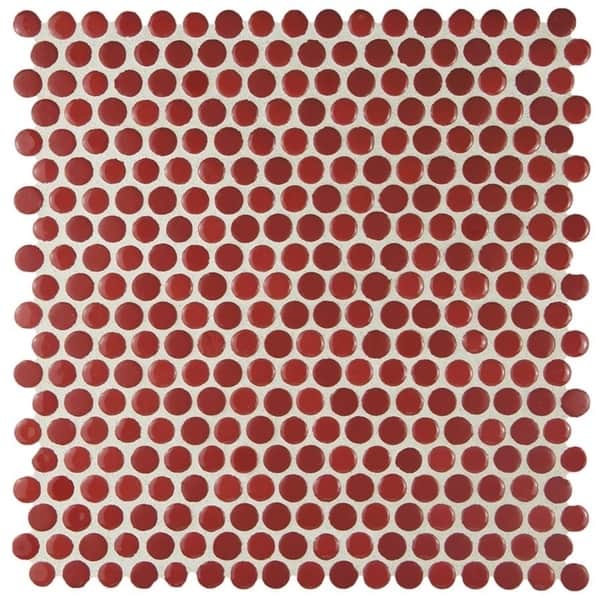 Somertile 11 25x11 75 Inch Asteroid Penny Round Red Porcelain Mosaic Floor And Wall Tile 10 Tiles 9 4 Sqft Overstock 9930142