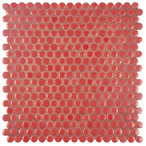 Somertile 11 25x11 75 Inch Asteroid Penny Round Red Porcelain Mosaic Floor And Wall Tile 10 Tiles 9 4 Sqft Overstock 9930142