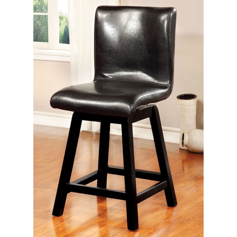 Hace Contemporary Black Faux Leather 6-Piece Counter Height Table Dining Set by Furniture of America
