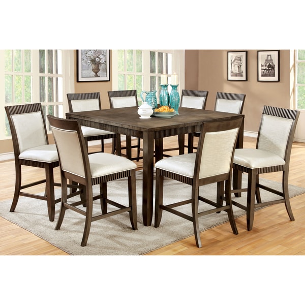 Furniture of America Dram Urban Grey Solid Wood 9-piece Dining Set