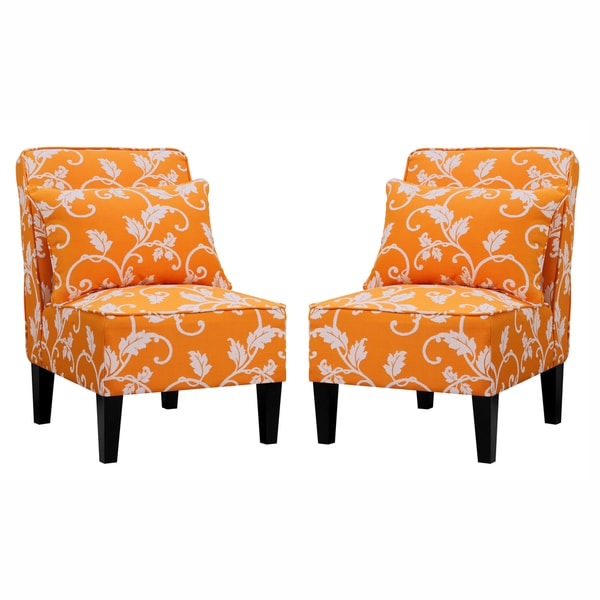 Shop Better Living Wylie Orange Vine Pattern Armless Chairs with ...