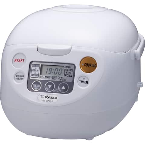 Zojirushi NS-WAC10WD White Fuzzy Logic 5.5-Cup Rice Cooker and Warmer