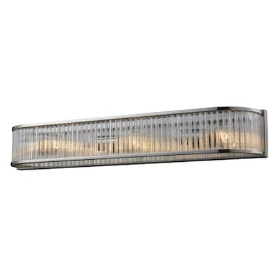 Elk Home Braxton Nickel With Ribbed Glass 3 Light Vanity Light