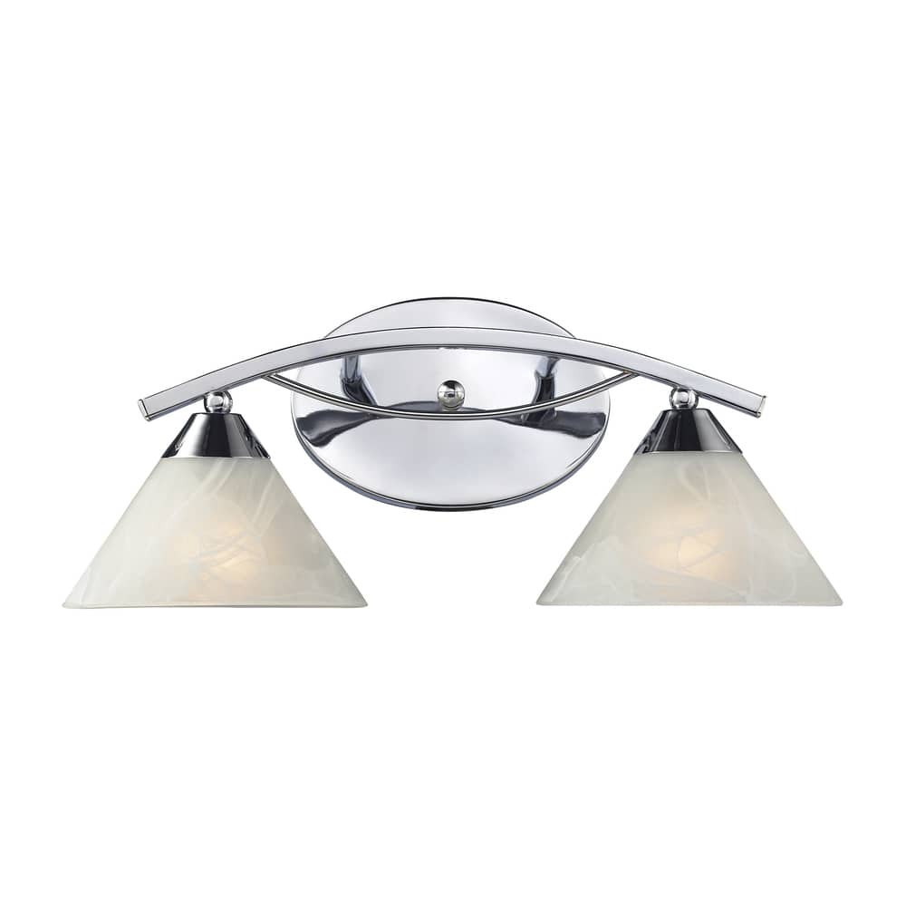Elk Home Elysburg Chrome With White Glass 2 Light Vanity Light