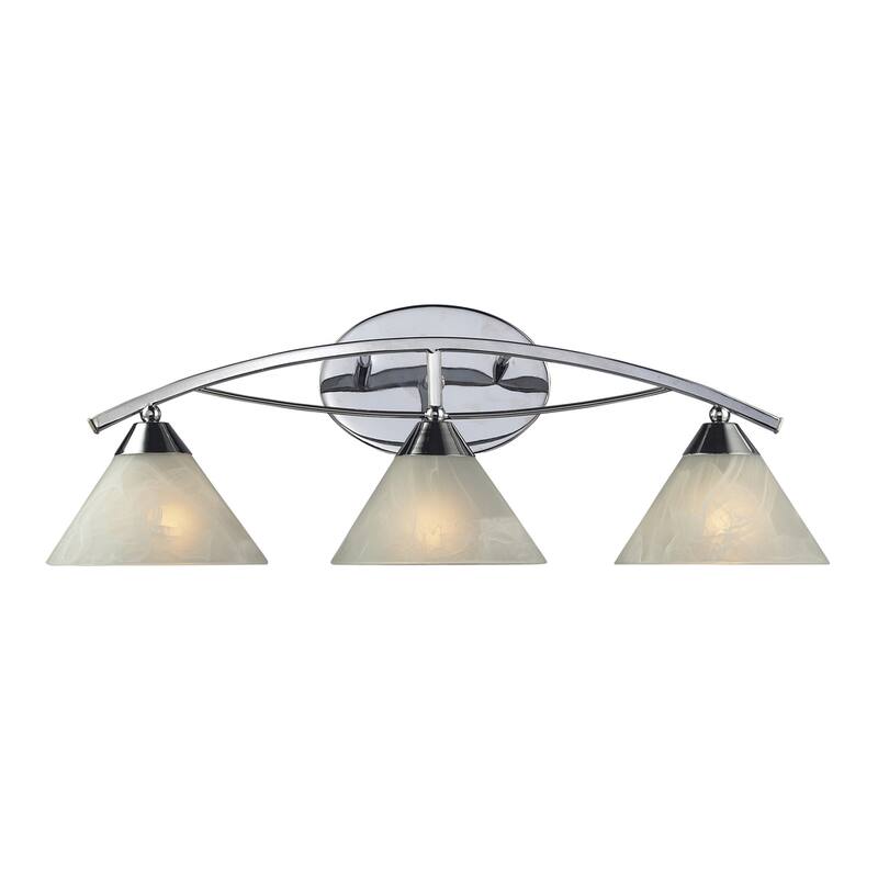 Elk Home Elysburg Chrome With White Glass 3 Light Vanity Light