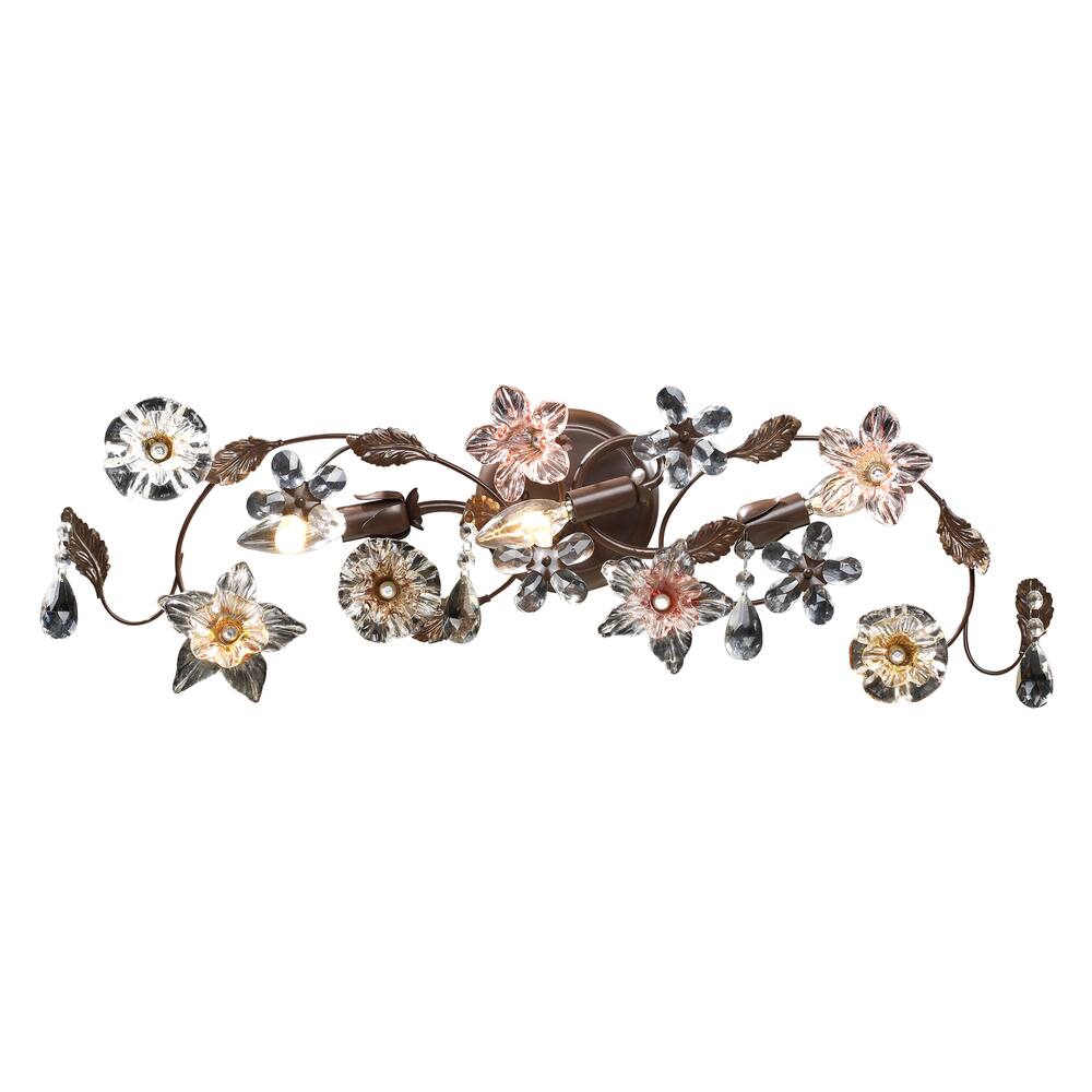 Elk Home Cristallo Fiore Deep Rust Crystal 3 Light Vanity Light