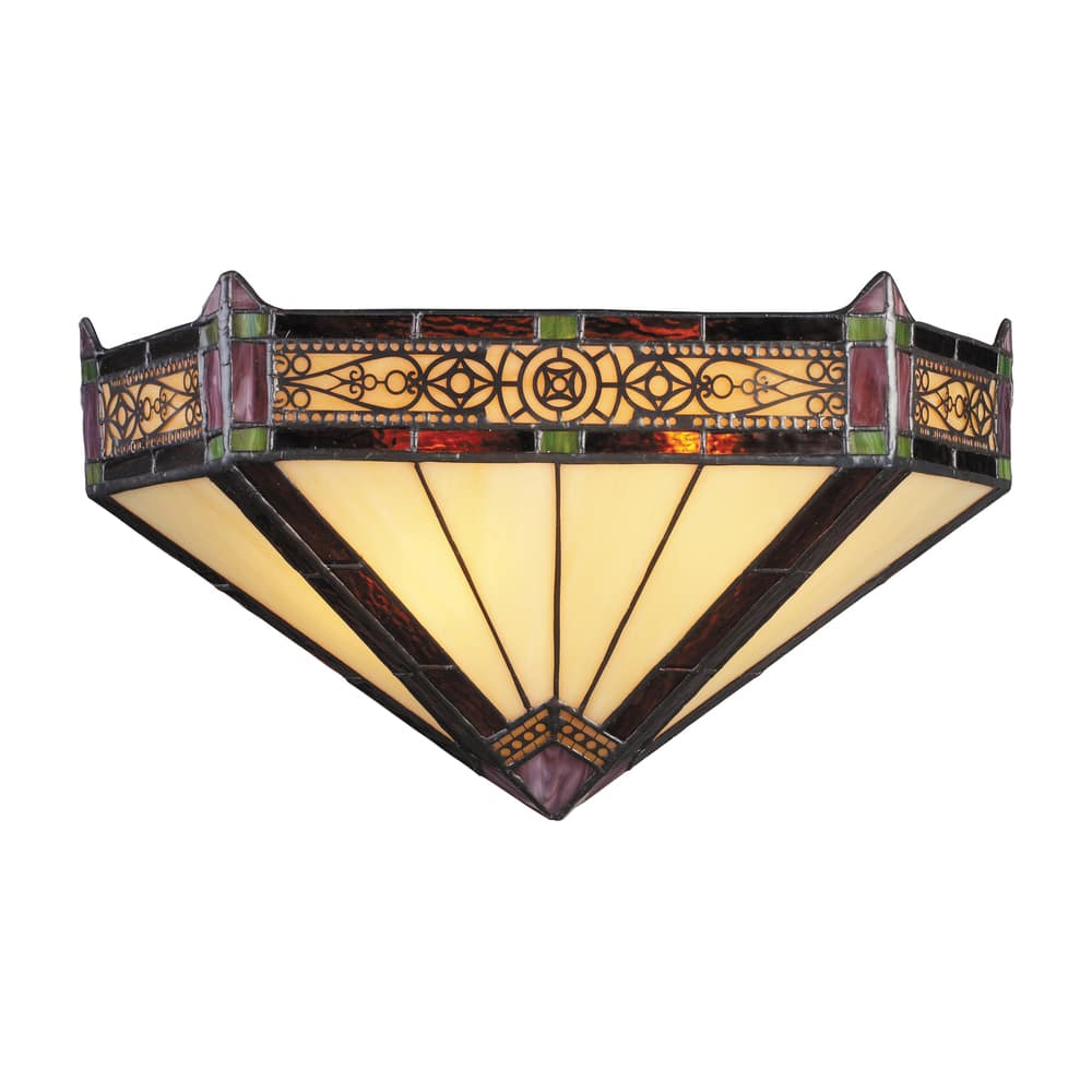 Elk Home Filigree Aged Bronze With Tiffany Glass 2 Light Sconce