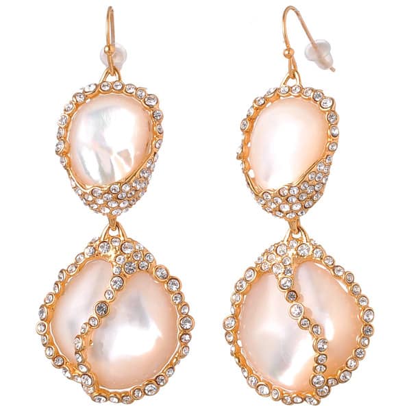 De Buman 18k Yellow Gold Plated Mother-of-Pearl Earrings