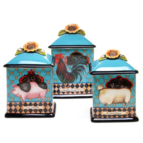 Barnyard Designs Kitchen Canister Set, Ceramic Canisters with Lid