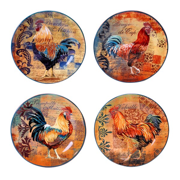 Certified International Rustic Rooster Salad/Dessert Plates, Set of 4