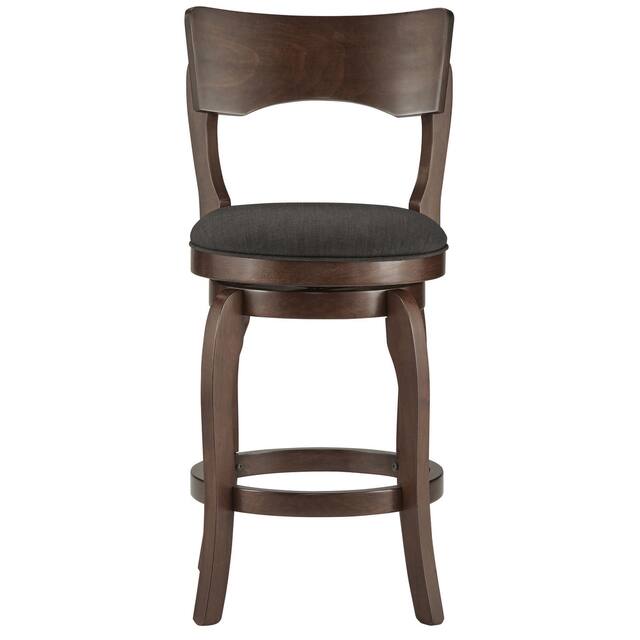 Lyla 24-inch Brown Counter Height Swivel Stool by iNSPIRE Q Classic - Dark Grey Linen