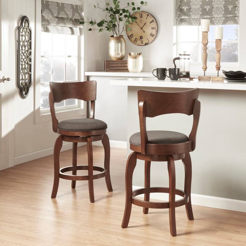 Lyla 24-inch Brown Counter Height Swivel Stool by iNSPIRE Q Classic