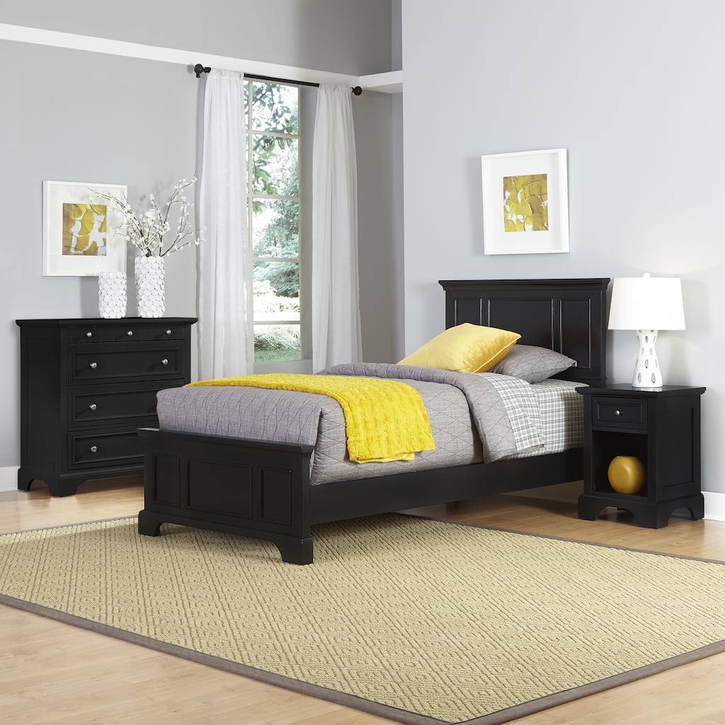 Porch & Den Bell Bridge Black Twin Bed, Nightstand, and Chest Set
