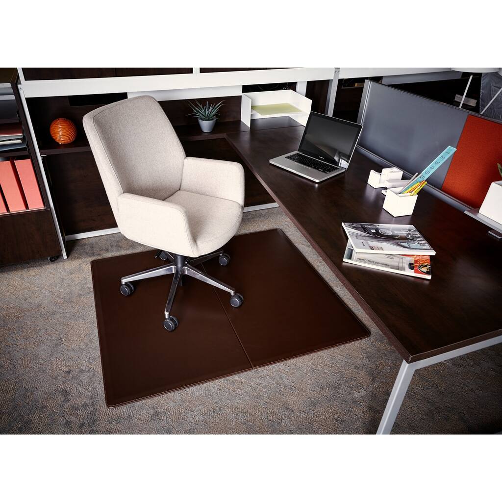 Jani Leather Rectangular Mocha 3.6 x 4.3 feet Chair Mat