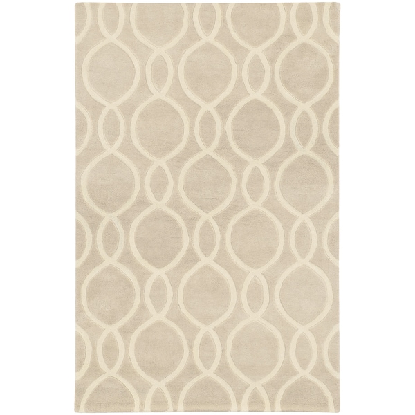 Hand-crafted Wool Oval Lattice Beige/ Ivory Wool Rug (3'6 x 5'6) - 3'6" x 5'6"