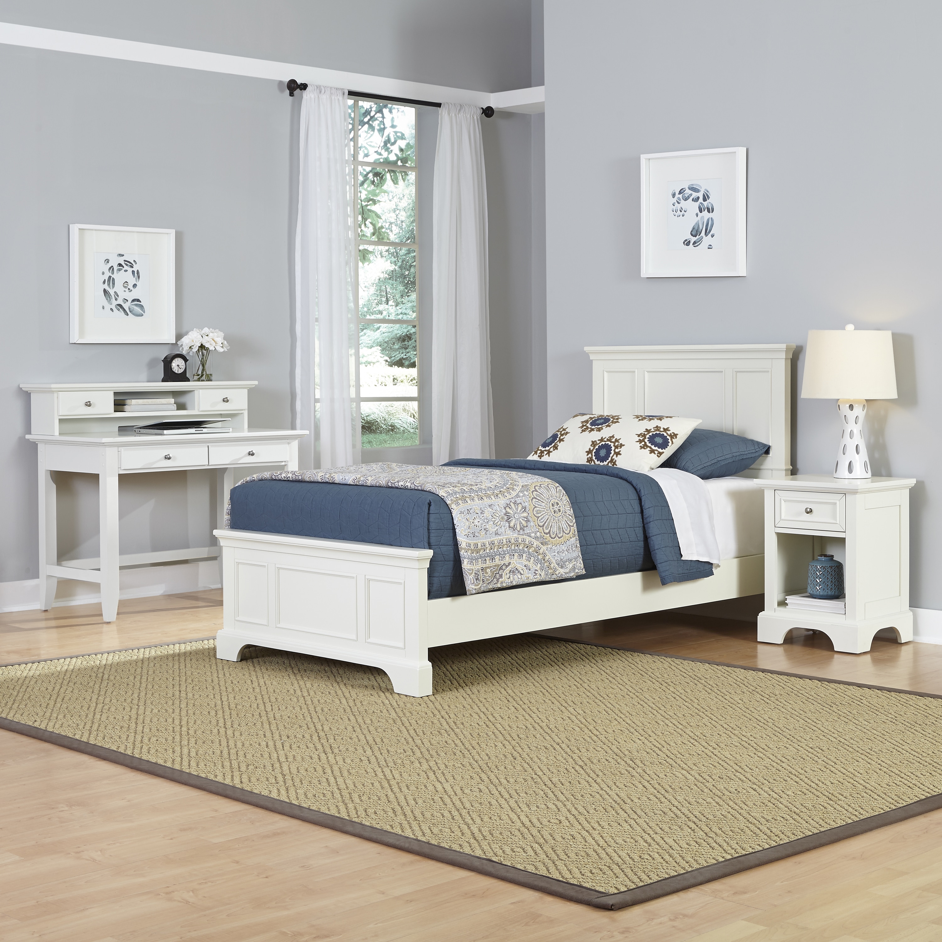 Shop Naples Twin Bed Night Stand And Student Desk With Hutch By