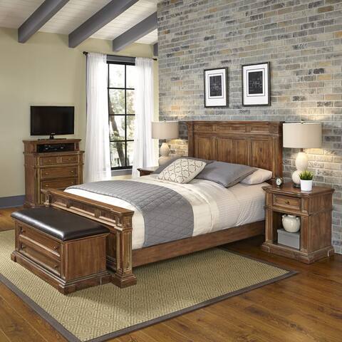 Americana Vintage Bed Two Night Stands Media Chest And