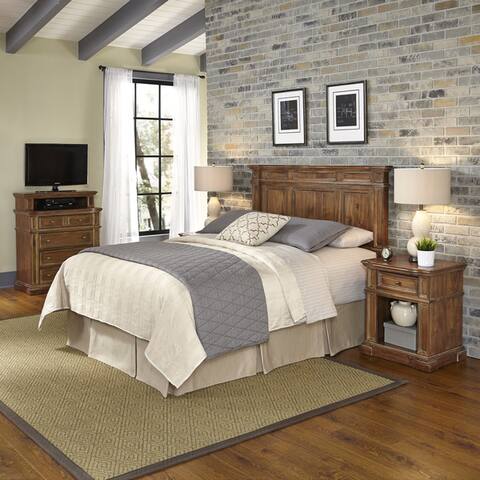 Americana Vintage Headboard, Two Night Stands, and Media Chest by Home Styles