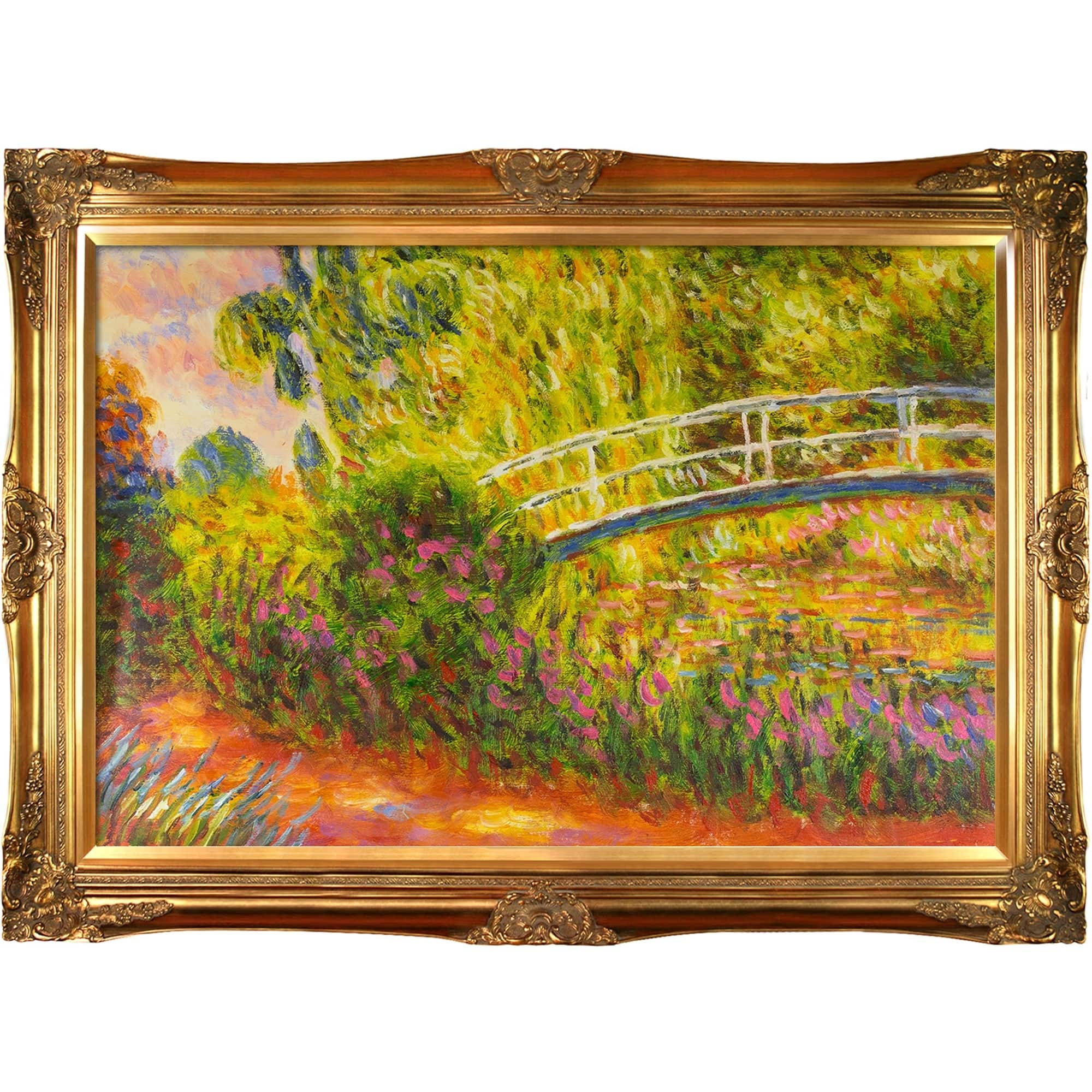 La Pastiche Claude Monet 'the Japanese Bridge' Hand Painted Framed 