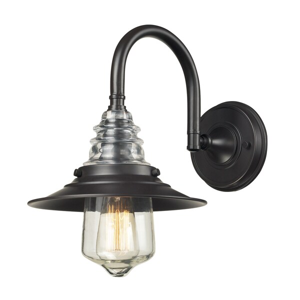 Shop Oiled Bronze Insulator Glass Collection 1Light Sconce On Sale