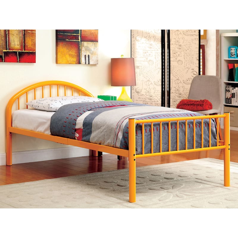 Hind Modern Full Metal Single Arch Panel Kid Bed by Furniture of America - Orange