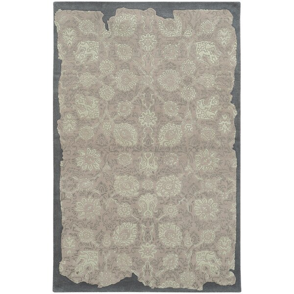Hand-crafted Eroded Grey/ Green Oriental Wool Rug (10' X 13') - 10' x 13'