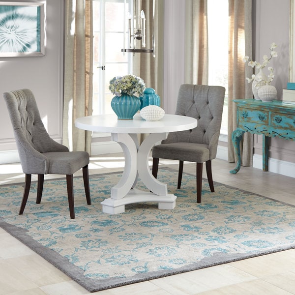 Hand-crafted Eroded Oriental Grey/ Green Wool Rug (8' X 10') - 8' x 10'