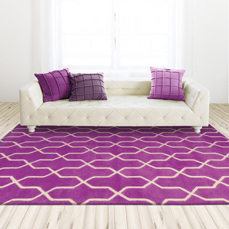 Style Haven Hand-crafted Wool Helix Lattice Orchid Wool Rug