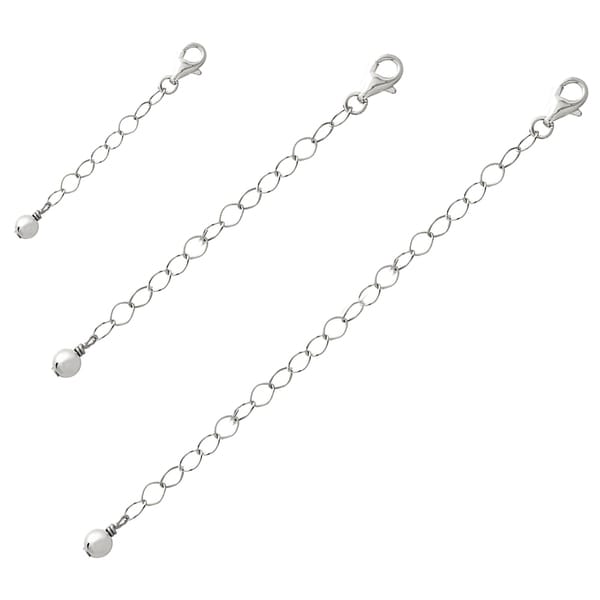 Mondevio Sterling Silver Set of 3 Chain Extenders for Pendants & Necklaces, 3 Colors