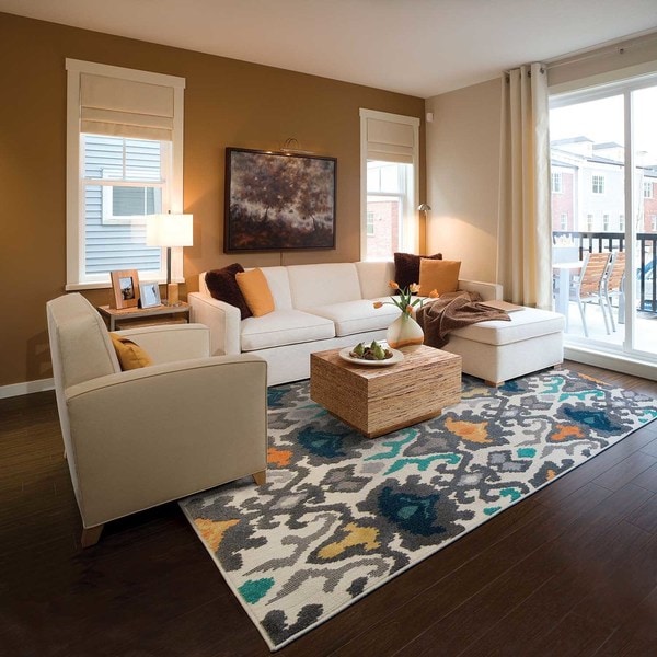 StyleHaven Tribal Ikat Ivory/Multi Indoor-Outdoor Area Rug (5'3x7'6) - 5'3" x 7'6"