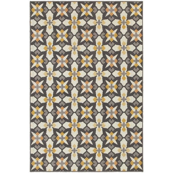 Shop StyleHaven Panel Grey/Gold IndoorOutdoor Area Rug (3'3x5') Free Shipping Today