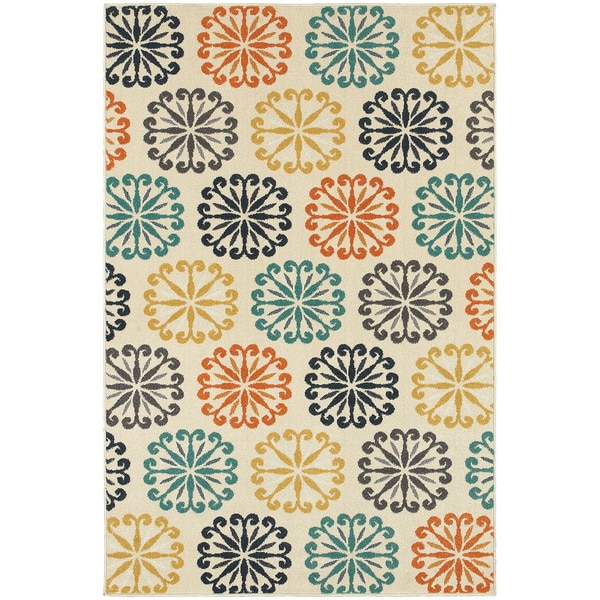 StyleHaven Circles Ivory/Multi Indoor-Outdoor Area Rug (3'3x5') - 3'3" x 5'