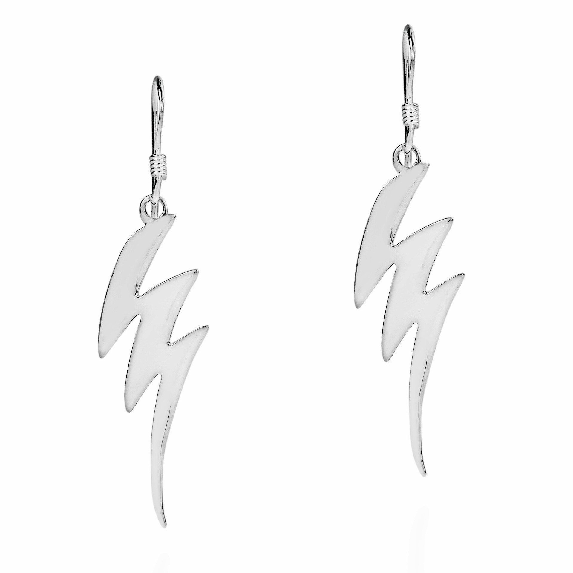 Handmade Edgy Zigzag Lightning Bolts Silver Dangle Earrings (Thailand)