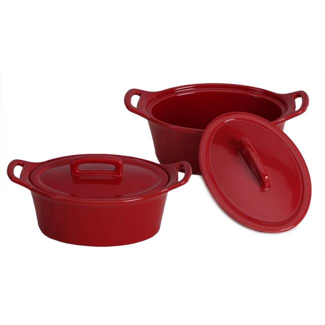OmniWare Oval Casserole Dish with Lid (Set of 2)